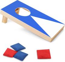 Nzqxjxz nešiojamas stalo cornhole žaidimo rinkinys su 1 mėlyna cornhole žaidimo lenta ir 4 mini pupų maišeliais biurui, namams