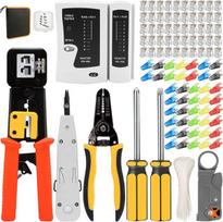 Mayline Cat5 Cat6 profesionalus tinklo rinkinys, užspaudimo įrankis rj45, kabelių remonto rinkinys, interneto įrankių priežiūros rinkinys, lan testeris (oranžinis)