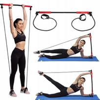 Treniruočių lazda su pasipriešinimo gumomis, pilates baras