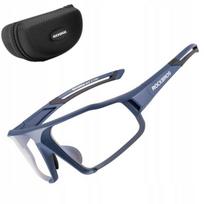 Rockbros Dviračio akiniai + Fotochrominis dėklas nuo saulės, tamsiai mėlyni