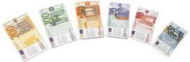 Žaislinis pinigų rinkinys EURO banknotai