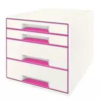 Leitz WOW Cube stalčius 4 stalčiai, plastikinis, rožinė/balta