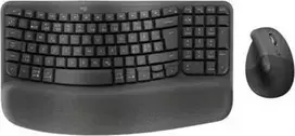 „Logitech Wave Keys and Lift Combo“ – belaidis ergonomiškas klaviatūros ir pelės rinkinys, QWERTY, Šiaurės šalių išdėstymas, grafitas