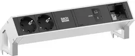 Bachmann DESK2 2x Schuko 1x USB-C 100W 1x Custom Module Slot 1m Cable INOX