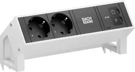 Bachmann DESK2 2x Schuko USB-C 45W 0,2m Pure White RAL9010 Stalo maitinimo modulis