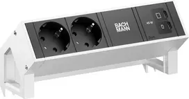 Bachmann DESK2 2x CEE 7/3 1x USB-C 45W 0,2m Nerūdijančio plieno stalinis maitinimo modulis
