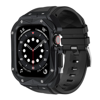 [GRĄŽINTA PREKĖ] „Kingxbar CYF140 2in1“ apsauginis dėklas „Apple Watch 9, 8, 7“ (45 mm) iš nerūdijančio plieno su dirželiu, juodas (Atnaujinta)