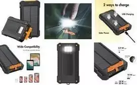 LogiLink saulės energijos nešiojamas įkroviklis 10000 mAh, 20 W, juodas/oranžinis