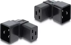 Delock IEC 60320 C20 į C19 maitinimo adapteris, vyriškas į moterišką, 16 A, 90° kampu, juodas