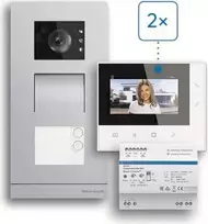 ABB Welcome Basic 2 laidų vaizdo domofono rinkinys dviejų šeimų namui, 4,3 colio monitorius, baltas