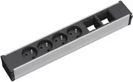 Bachmann CONI 4xUTE 2xABD maitinimo skirstytuvas, 4 universalūs lizdai, 2 USB įkrovimo prievadai, juodos spalvos