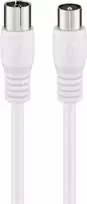 Wentronic Goobay koaksialinis antenos kabelis, Class A+ ekranavimas >85 dB, dvigubai ekranuotas, 75 omų, 1,5 m, baltas, koaksialinis kištukas į lizdą