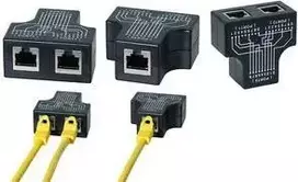 LogiLink RJ45 prievado dvigubintuvas, T adapteris, 1x RJ45 lizdas į 2x RJ45 lizdus, 10/100 BaseT, juodas (MP0137)
