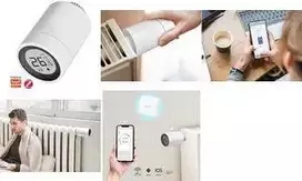 LogiLink Zigbee išmanusis radiatoriaus termostato vožtuvas su LCD ekranu, suderinamas su Tuya, baltas