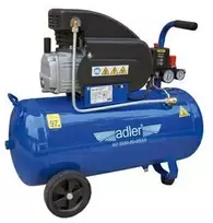 Adler AD 2050-50 50L alyva tepamas oro kompresorius, 8 bar, 230V, 2 AG, 206 L/min įsiurbimas, ratai ir rankena