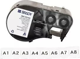Brady M4C-375-422 savaiminio laminavimo vinilo etikečių kasetė, skirta BMP41/BMP51/BMP53/M511 spausdintuvams, balta, 25,4 mm x 6,4 m