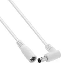 InLine® DC prailginimo laidas, stačiu kampu lenktu kištuku, 5,5 x 2,5 mm, baltas, 2 m
