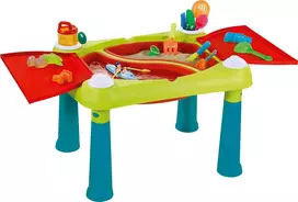 KETER Creative Fun Table Turkio/Raudona – 2-in-1 vaikų veiklų stalas su apverčiamu viršumi, taburete, piešimo ir konstravimo priedais