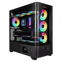 Gamdias Atlas P2 GAMING vidutinio dydžio bokštas ARGB korpusas su grūdintu stiklu, juodas, 4x120mm ARGB ventiliatoriai