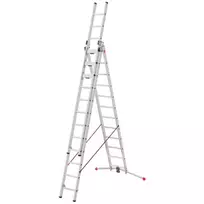 Hailo Master S120 Pro aliuminės saugos kopėčios, 3 pakopų, 150 kg apkrova, sulankstomos, su daugiafunkciu dėklu