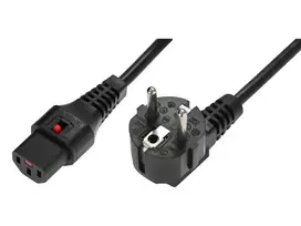 IEC LOCK maitinimo laidas su kampuotu Schuko ir tiesiu IEC C13 fiksatoriumi, 1,5 m, juodas, 10A, 250V