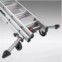 Hailo SafetyLine kopėčių ratukai – 2 dalių mobiliteto rinkinys, 120 mm fiksuoti ritinėliai su guminiu protektoriumi, montuojami be įrankių užsegimo būdu, juodi/raudoni