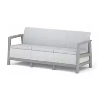 KETER sodo sofa trivietė Scandi Linea 3 vietų sofa šviesiai pilka/tamsiai plieno pilka
