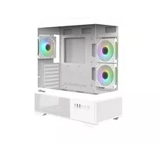 Zalman CHRONIX V2 White ATX Mid Tower kompiuterio korpusas su 3 x 120mm ARGB ventiliatoriais, grūdinto stiklo šonine plokšte