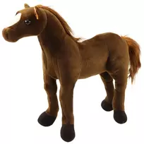 LEAN TOYS Pliušinis arkliukas – minkštas žaislas 40cm x 37cm, tamsiai rudos spalvos