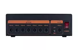 JOYO JJP04 Gitaros efektų pedalų maitinimo šaltinis - 10 izoliuotų išėjimų, DC 9V/12V/18V, aliuminio lydinys, juodas