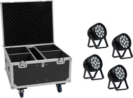 EUROLITE rinkinys 4x AKKU IP PAR 14 HCL QuickDMX + Flightcase IP65 scenos apšvietimo komplektas