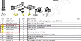 Ergonomic Solutions HMSHOST-INT5-02 Swingarm AP2 spausdintuvo tvirtinimo rinkinys su kabelio spaustuku SP2, fiksavimo žiedu ir spausdintuvo plokšte Epson TM-P1200, juodas