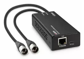 LINDY 2ch Dante į XLR garso dekoderis, PoE/USB-C maitinimas, 24-bit/96kHz, AES67 70619