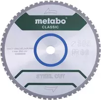 Metabo STEEL CUT CLASSIC diskinis pjūklas 305 x 25,4 x 2,2 mm, 60 dantų, volframo karbidas TCG, neigiamas kampas, sausam plieno pjovimui 628668000