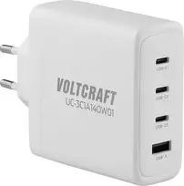 VOLTCRAFT UC-3C1A140W01 GaN USB įkroviklis 140W PD 3.1, 3x USB-C, 1x USB-A, baltas