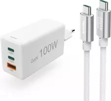 Hama USB-C greitasis įkroviklis su USB-C kabeliu, 100W Power Delivery, 1,5 m, baltas 00200027