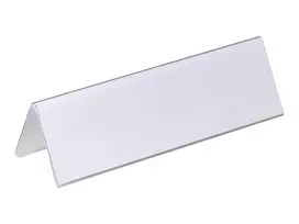 DURABLE VISIFIX® Stalo vardų lentelė tent style 61/122x210 mm, permatomas PVC, 25 vnt. (805219)