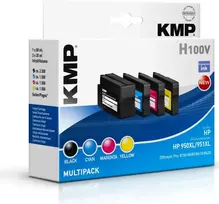 KMP H100V didelio našumo rašalo kasečių rinkinys – juoda, žydra, purpurinė, geltona – suderinamas su HP Officejet Pro 251dw, 276dw, 8100, 8600, 8610, 8615, 8620, 8625, 8630 – 4 vienetai