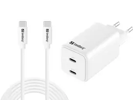 Sandberg AC Charger USB-C PD65W EU 3M (441-76) – 65 W USB-C PD sieninis įkroviklis su EU kištuku, juodas