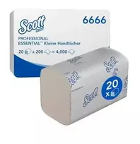 Scott Essential Interfold popieriniai rankšluosčiai 6666, 2 sluoksnių, balti, 4000 lapų (15 pakelių po 267)