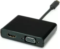 SECOMP STANDARD USB-C į HDMI + VGA ekrano adapteris, 4K HDMI, 1080p VGA, juodas, 0,1 m S3250