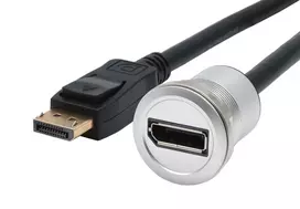EXSYS EX-49185 Panel Mount DisplayPort adapterio kabelis, 30 cm, male to female, metalinis korpusas, 4K 60Hz