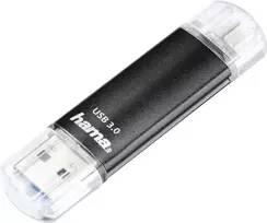 Hama Laeta Twin USB atmintinė 128GB, USB Type-A ir Micro-USB, USB 3.2 Gen 1, juoda 00181099