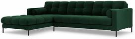 Kampinė sofa Cosmopolitan Design Bali, juoda sp./žalia sp., kairinė, 185 x 293 cm x 75 cm