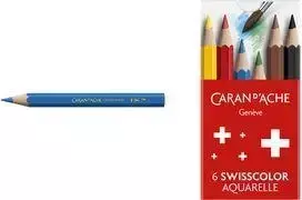 Caran d'Ache Swisscolor Aquarelle akvareliniai spalvoti pieštukai, 6 vnt. rinkinys, kedro mediena, šešiakampiai 1286.806