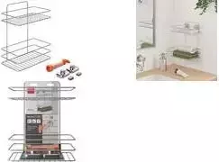 Metaltex Reflex LUXY dvigubas rankšluosčių laikiklis su lentynėlėmis, VacuumFix vakuuminis tvirtinimas, sidabrinis 403342000