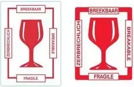 RILLPRINT 76160 Įspėjamieji lipdukai “Breakable”, nuolatiniai klijai, balti/raudoni, 74 x 105 mm, 500 lipdukų ritinyje