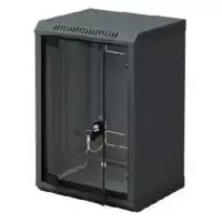 Triton 10 inch sieninis tinklo spintelė 6U, 300mm gylio, stiklinėmis durelėmis, juoda RAL 9005 RBA-06-AS3-BAX-C1