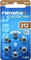 Renata ZA312 cinko-oro baterijos PR41 165 mAh 1,4 V 6 vnt. ZA312.DP6 0HG