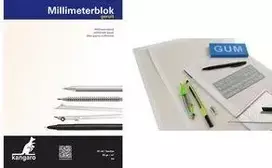 Kangaro milimetro popieriaus blokas A3, 80 g/m², 25 lapai, baltas/oranžinis 1 mm tinklelis (K-5595)